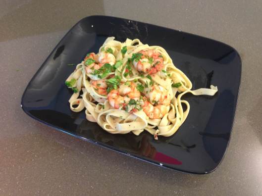 Homemade Tagliatelle with Prawns